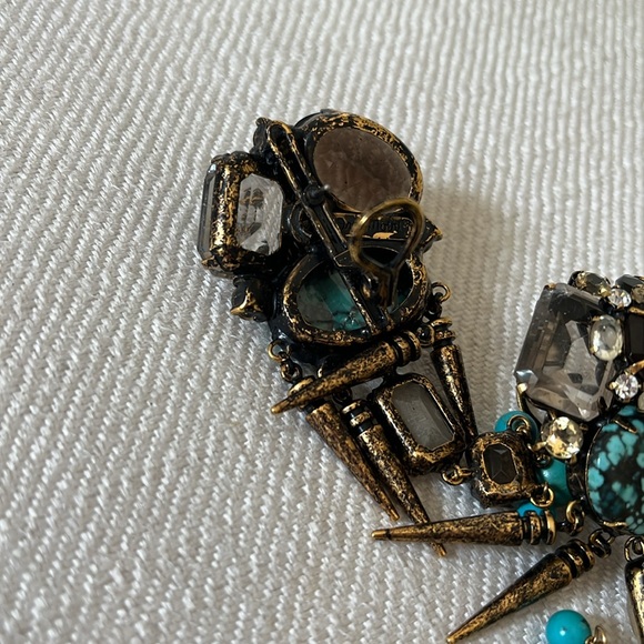 Itadj Moini Rare vintage earings turquoise, and rhinestone - Picture 7 of 11
